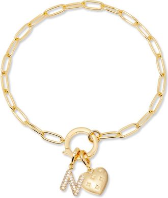 Brook & York Lillian Initial Heart Charm Bracelet in Gold N at Nordstrom