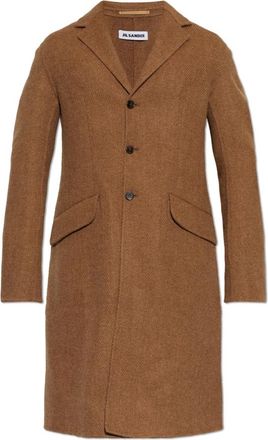 Jil Sander Woljas met enkele split - Heren - Mantel - Bruin - L - Wol - Jassen