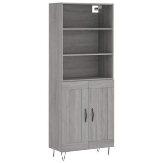 vidaXL Vidaxl - Aparador Alto Madera Contrachapada Gris Sonoma 69,5x34x180 Cm