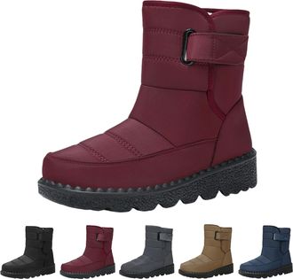 Generic Snow Boots for Women with Easy Fasten Slip on Ankle Boots Plush Fur Lining Thickened Comfortable Warm Winter Boot Ladies Anti-Slip Outdoor Waterproof 