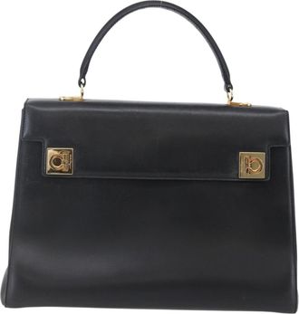 Ferragamo Gancini Handbag Leather Leather Handbag (Pre-Owned)