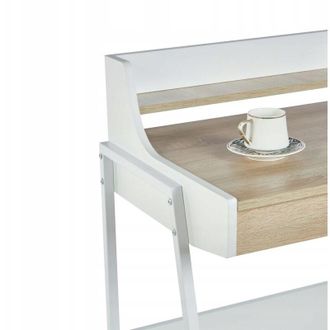 OEM Escritorio Sonoma Roble Claro Con Estructura Blanca 2 Cajones Para Trabajo Y Estudio