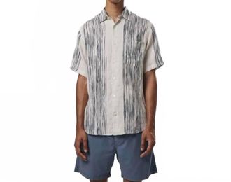 Nn.07 Jens Short Sleeve Shirt In White Stripe