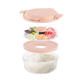 KASANOVA Lunch box per poke tonda a scomparti tortora