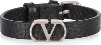 Valentino Garavani VLogo Signature Armband - Heren - Armbanden - Zwart - ONE Size - Leer - Accessoires