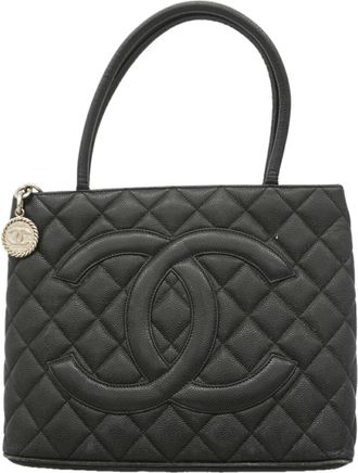 Chanel Black Grained Calfskin Tote Bag (Pre-Owned)
