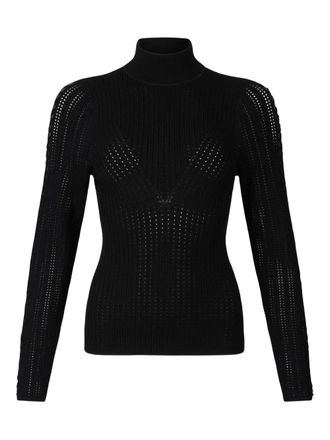 Liu Jo punched high-neck sweater - women - Viscose/Polyester - L - Black