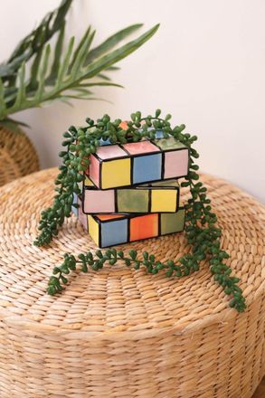 Kalalou Ceramic Game Cube Bud Vase
