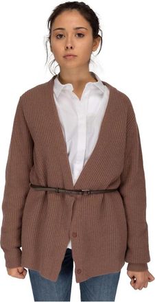 PESERICO Cardigan met ronde hals - Dames - Vesten - Bruin - XL - Truien & Vesten