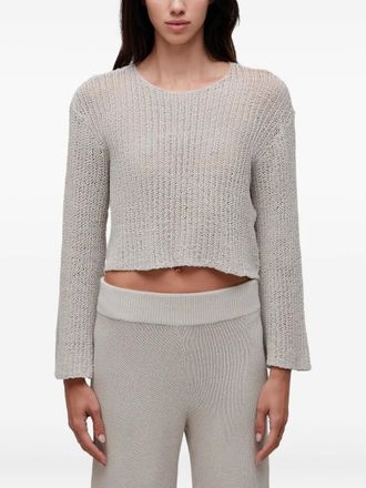 Osklen open-knit bell-sleeve top - Grey
