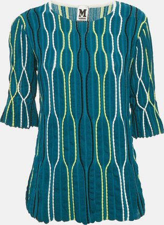 M Missoni Sea Green Wave Pattern Knit T-Shirt