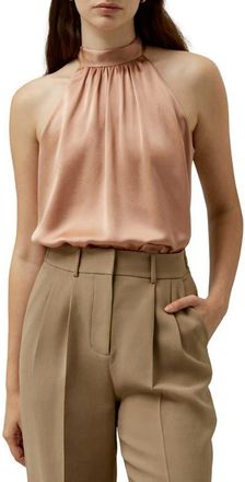 LilySilk Graceful Breeze Silk Halter Top in Quartz Rose at Nordstrom, Size X-Large