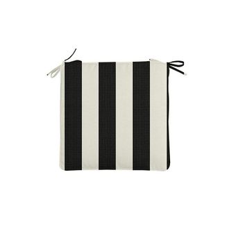 Ballard Designs Replacement Chair Cushion - 17.5x17.5 - Box Edge, Canopy Stripe Black/White Sunbrella - Ballard Designs