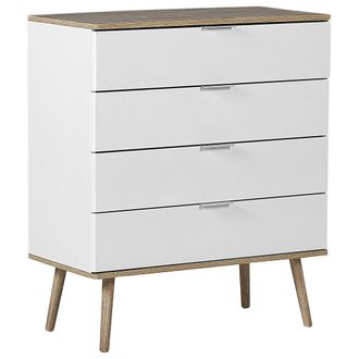 Beliani Beliani - C&oacute;moda Aparador Blanco Con 4 Cajones 93 X 79 Cm Armario De Almacenamiento Estilo Escandinavo Walpi