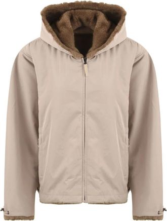 Lou Andr&eacute;a Reversible Nylon Fake Mink Parka - Dames - Winterjassen - Beige - S - Nylon - Jassen