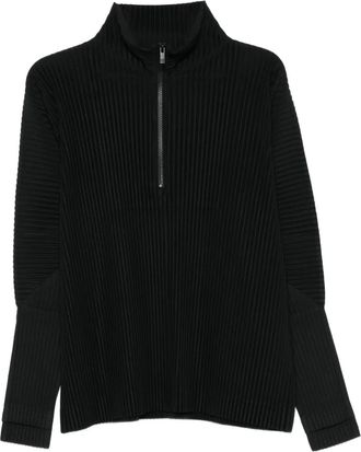 Homme Pliss&eacute; Issey Miyake Geplooide top met rits - Zwart