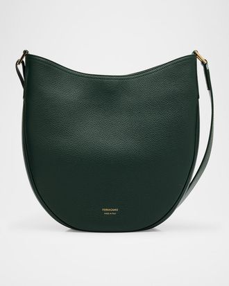 Ferragamo Grain Leather Hobo Bag