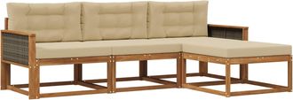 vidaXL Conjunto De Sof&aacute;s De Exterior 4 Uds. Natural Y Beige Vidaxl