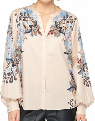 Ivi Seaside Collection 1625 Blouse Temple Flowers - Dames - Blouses - Beige - L - Overhemden