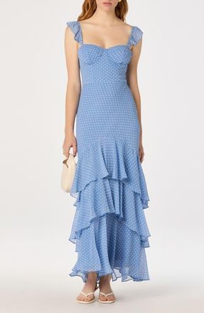 ASTR the Label Alcina Polka Dot Maxi Dress in Blue White Polkadot at Nordstrom, Size X-Small