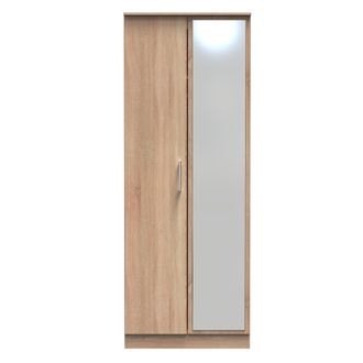 Welcome Furniture Denver Ready Assembled Wardrobe with 2 Doors and Mirror - Oak - Welcome Furniture | TJ Hughes