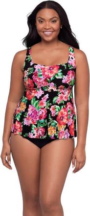 Trimshaper Maddie Square Neck Tankini Swimsuit Top in Desert Flora at Nordstrom, Size 16