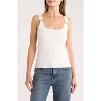 T Tahari Square Neck Rib Sleeveless Sweater in White Star at Nordstrom Rack, Size X-Small