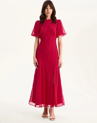 Omnes Womens Nola Dress in Magenta - Red - Size: 20