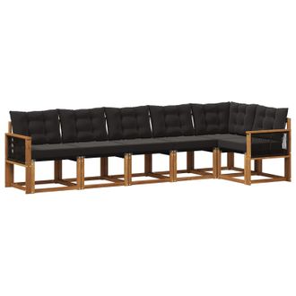 vidaXL Conjunto De Sof&aacute;s De Exterior Con Coj&iacute;n 6 Pcs Natural Y Negro Vidaxl