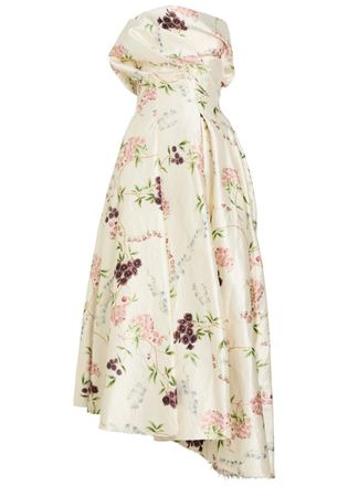 Erdem Floral-print Crinkled Satin Midi Dress - Cream - 8 (UK8 / S)