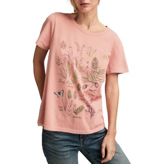 Lucky Brand Botanical Floral Cotton Graphic T-Shirt in Rose Tan at Nordstrom, Size Medium