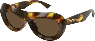 Bottega Veneta Nieuwe Classic Oval Zonnebril - Dames - Zonnebrillen - Bruin - 54 MM - Accessoires