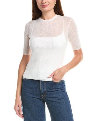 Vince Double Layer Rib Elbow-Sleeve Sweater