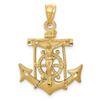 Diamond2Deal 14k Yellow Gold Mariners Cross Pendant
