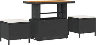 vidaXL Garden Dining Set 3 pcs Black Poly rattan Vidaxl