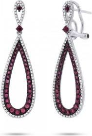 Allurez 0.46ct Diamond & 1.50ct Ruby 14k White Gold Earrings