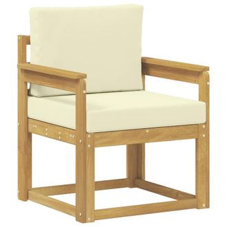 vidaXL 2 Pieza Conjunto De Sof&aacute;s De Exterior Poli&eacute;ster Blanco Y Crema Vidaxl