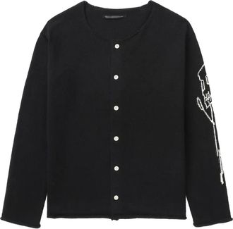 Yohji Yamamoto Intarsia vest met logo - Zwart