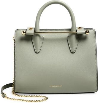 Strathberry Mini Leather Tote in Library Green at Nordstrom