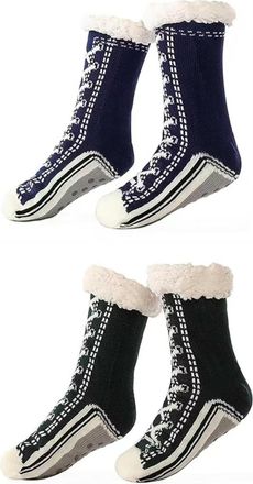Generic Unisex Thick Cashmere Slipper Home Socks Fluffy Plush Comfy Sleeping Footwear Non-slip Grippy Boots Thermal Plush Booties (2pcs-u,One Size)