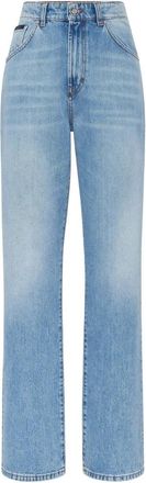 Philipp Plein Straight Fit Jeans - Dames - Regular Fit Jeans - Blauw - W27 - Katoen - Jeans
