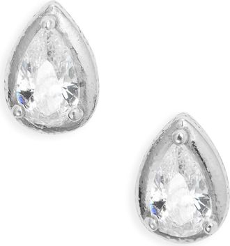 Nordstrom Cubic Zirconia Teardrop Earrings in Platinum Plated at Nordstrom