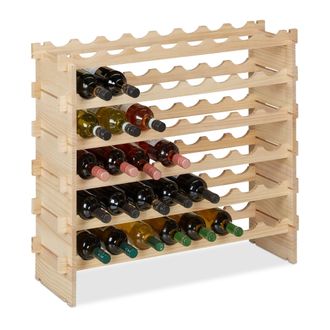 Relaxdays Relaxdays - Botellero, Estante Apilable 48 Botellas, Vinoteca Madera, Mueble Almacenaje Vino, 73 X 82 X 25 Cm, Natural