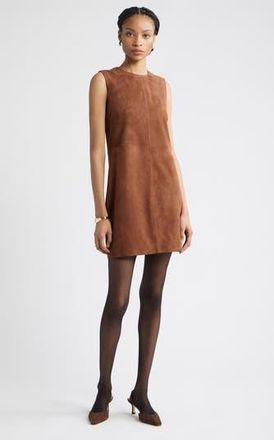 Nordstrom Sleeveless Suede Sheath Minidress in Brown Mustang at Nordstrom Rack, Size Large