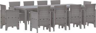 vidaXL Garden Dining Set 11 pcs Light Grey Polt rattan Vidaxl