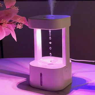 OEM Mini Humidificador Ultras&oacute;nico De 580 Ml Con Alimentaci&oacute;n Usb, Efectos De Luz De Gotas De Agua Antigravedad Con Led, Apagado Autom&aacute;tico Para El Hogar,
