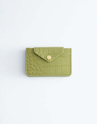 & Other Stories Portacarte in pelle color lime effetto coccodrillo-Verde