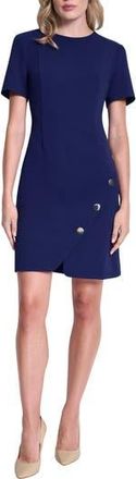 DKNY Button Trim Short Sleeve Shift Dress in Marine at Nordstrom Rack, Size 10