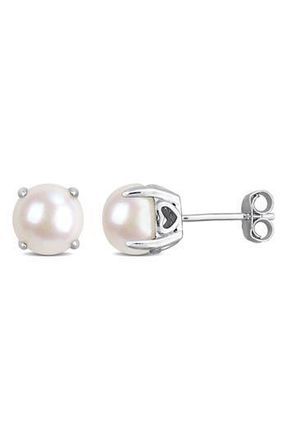 Delmar 7.5-8mm Cultured Freshwater Pearl Stud Earrings in Metallic Silver at Nordstrom Rack
