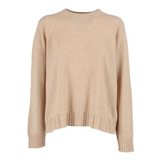 Fabiana Filippi Round-neck Knitwear, female, Beige, Size: XL Maglia Girocollo in Platinum